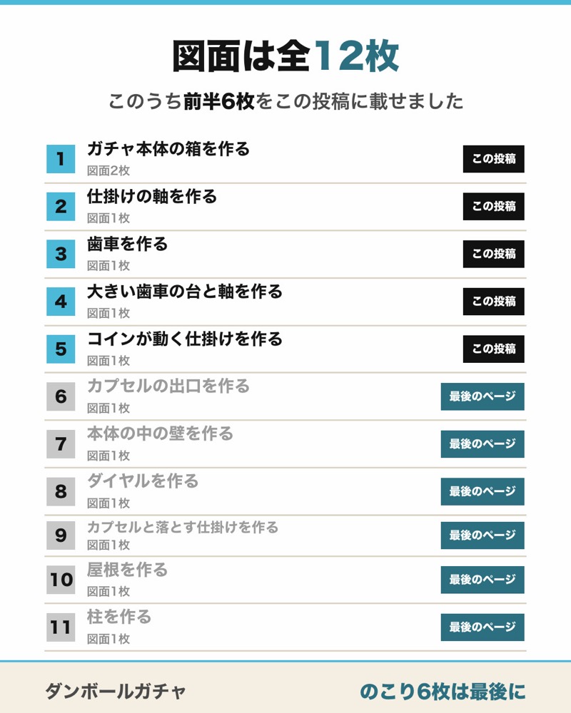 ダンボールガチャ（歯車）の図面 3枚目